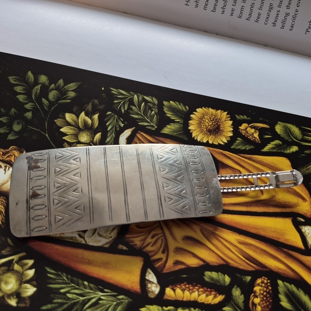 Silver Geometric Patterned Cuff Bracelet - Picture 7 of 8